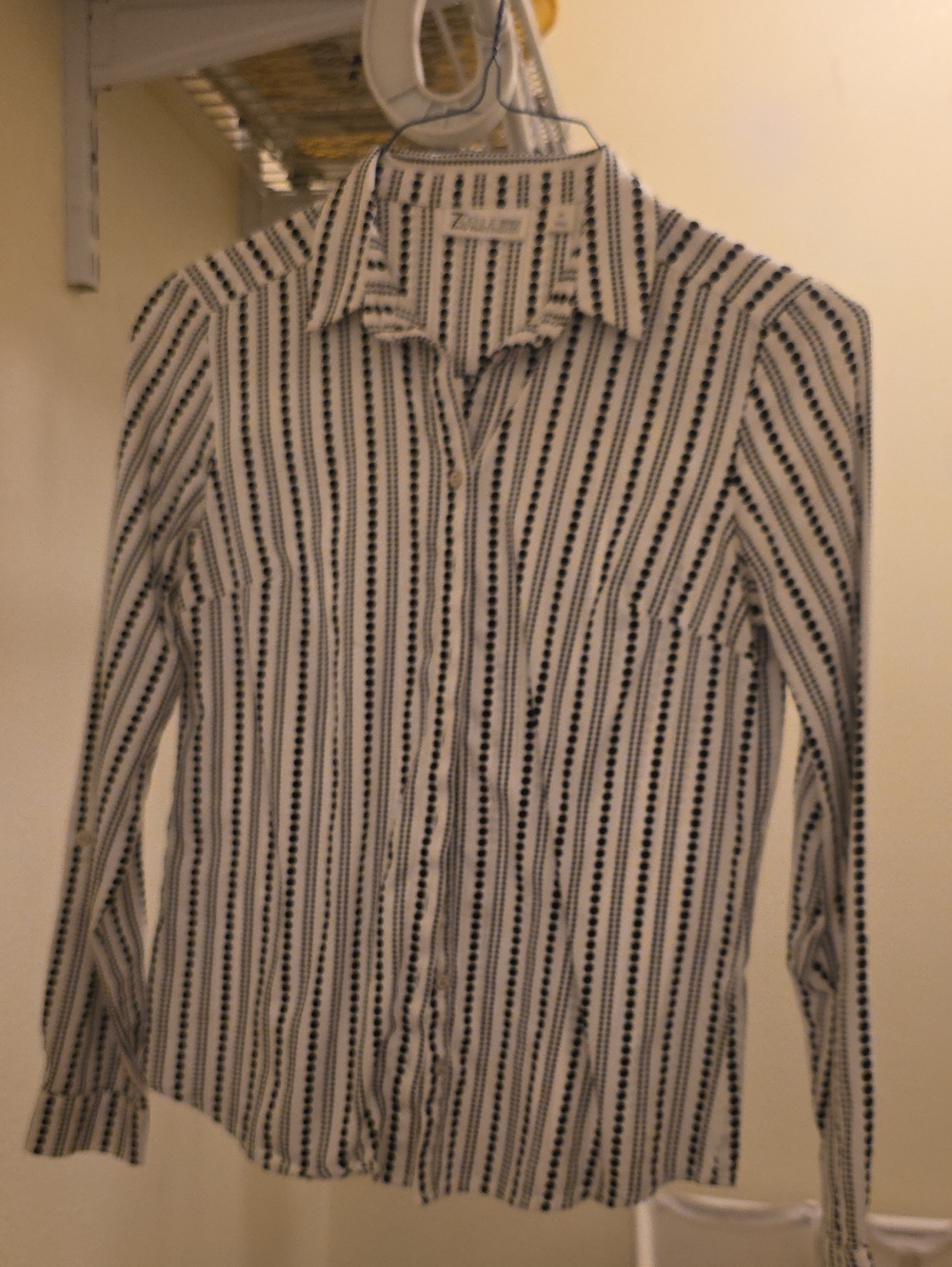Women’s Black & White Striped Button-Down Shirt